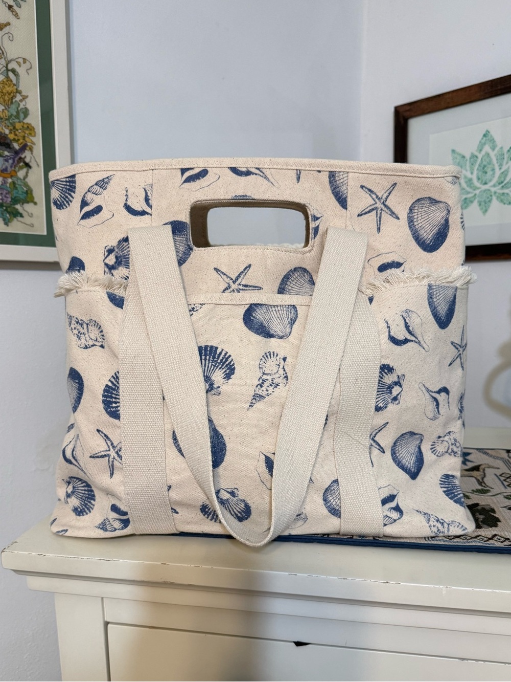 Canvas Seashell Tote Bag